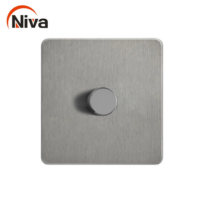 Niva dimmer light switches stainless steel Nickel panel wall switch Universal home socket