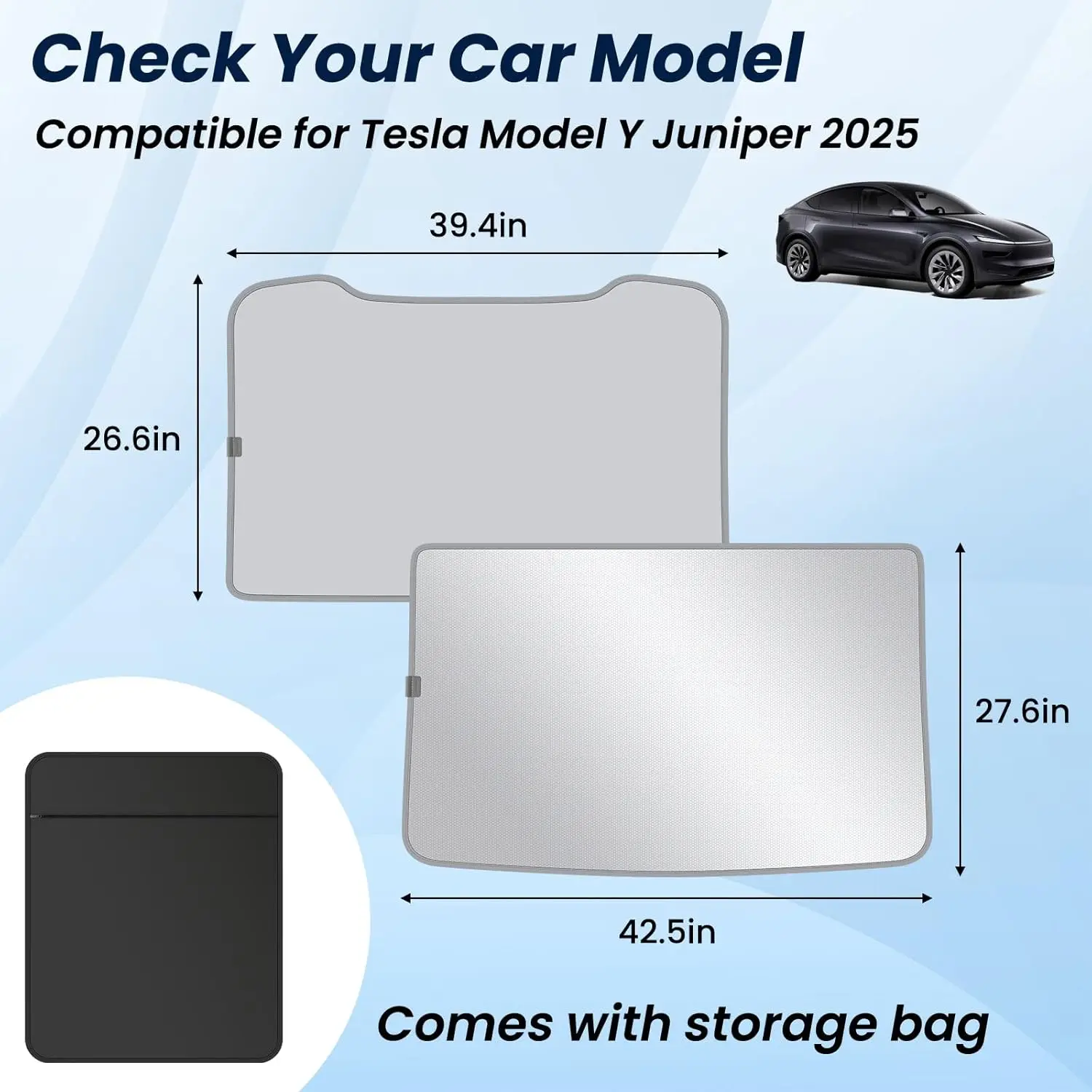 Sonnenschutz für Tesla Model 3 Schiebedach Highland 2026 Model Y 2020-26 – Sonnenschutz aus Eistuch mit Schnallen für Glas, vorne und hinten, Dachfenster-Zubehör – Detail 23