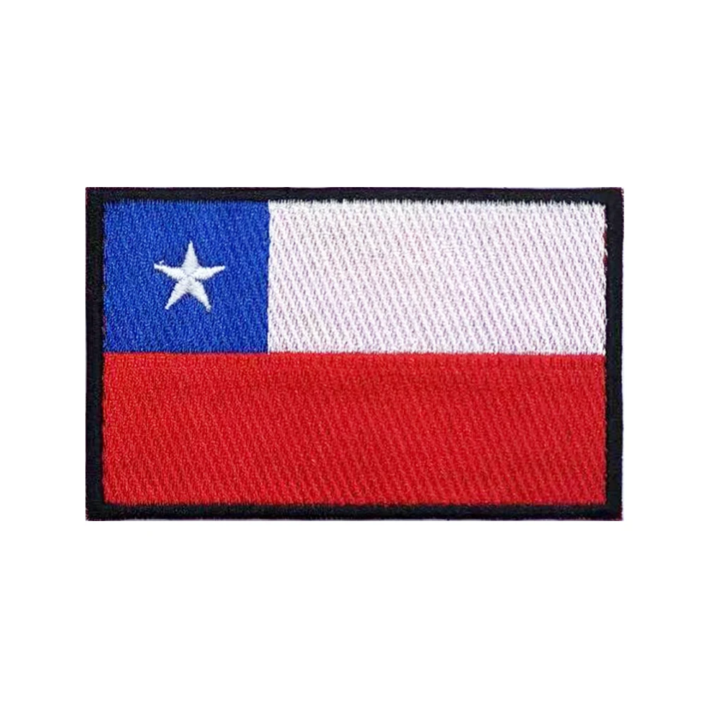 Chile flag Patches Armband Embroidered Patch Hook & Loop Iron On Embroidery  Badge Military Stripe