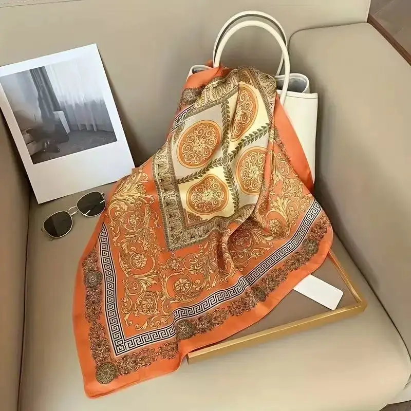 Silky 68x68cm Square Scarf – Stylish & Soft, Multipurpose Head Cover & Elegant Neck Wrap Stylish Print, Silky Soft & Versatile image 5