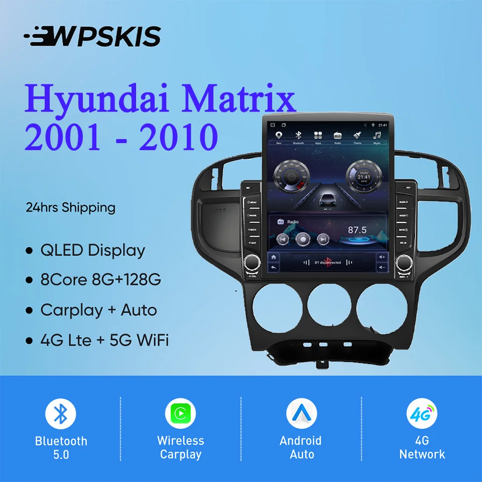 8Core 8G+128G Carplay Auto Car Radio Audio Stereo Tape Recorder HU Head Unit For Hyundai Matrix 2001 - 2010 GPS DVD Cassette