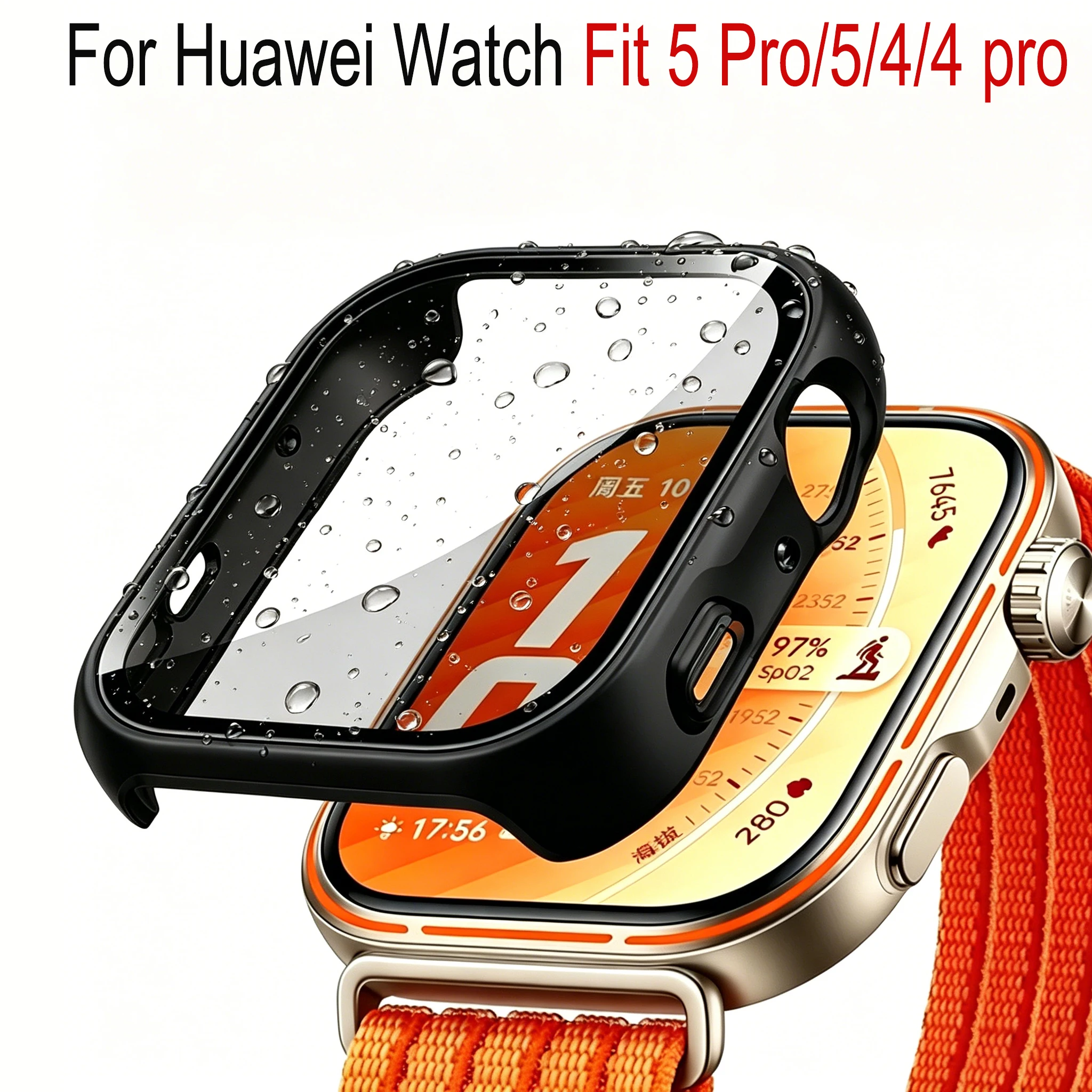 Funda para Huawei Watch Fit 5 pro 5, accesorios, protector de pantalla completo de vidrio templado, parachoques de PC duro, Huawei Watch Fit 4 pro 4