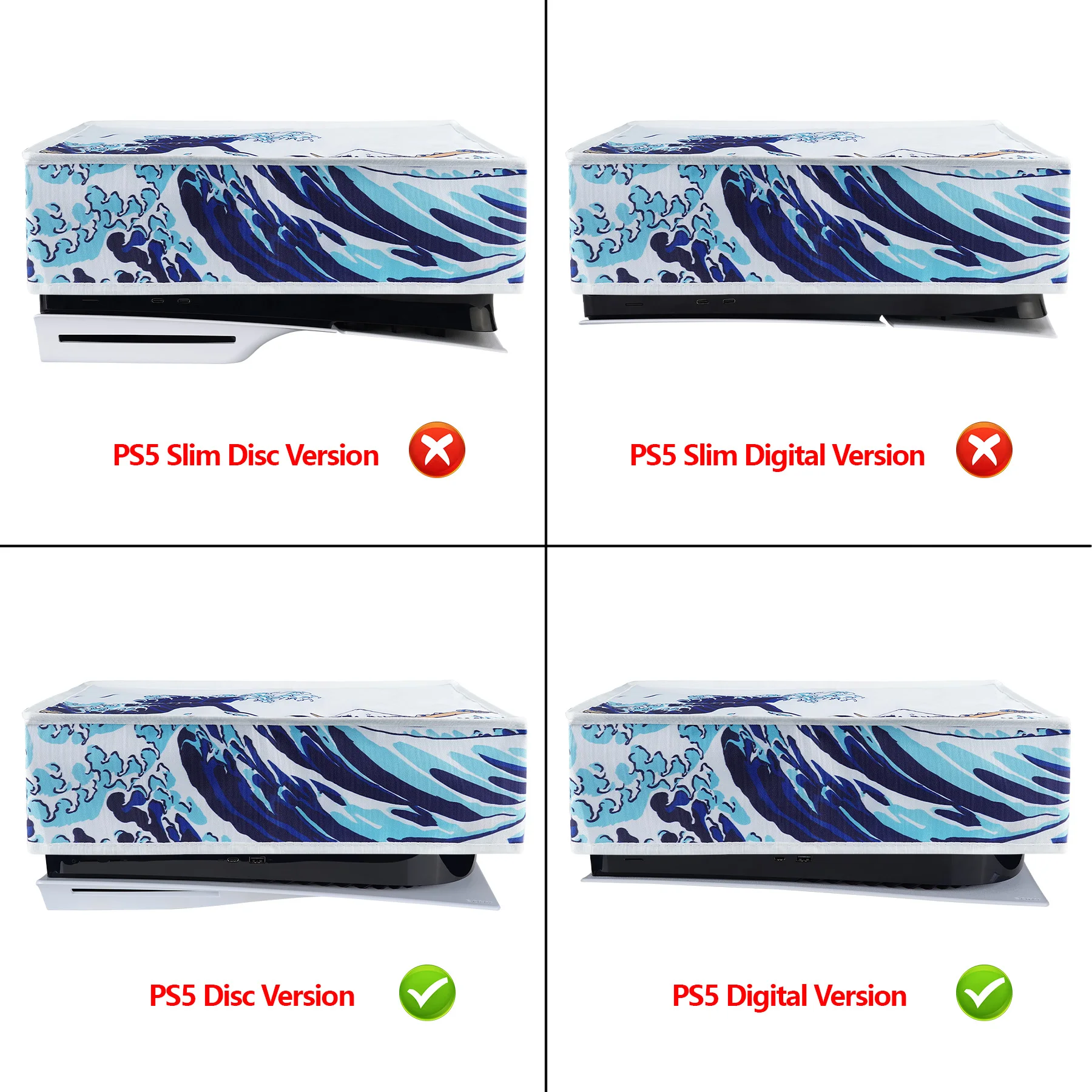 PlayVital-cubierta antipolvo Horizontal de nailon negro, funda impermeable para consola ps5, edición Digital y Edición de Disco