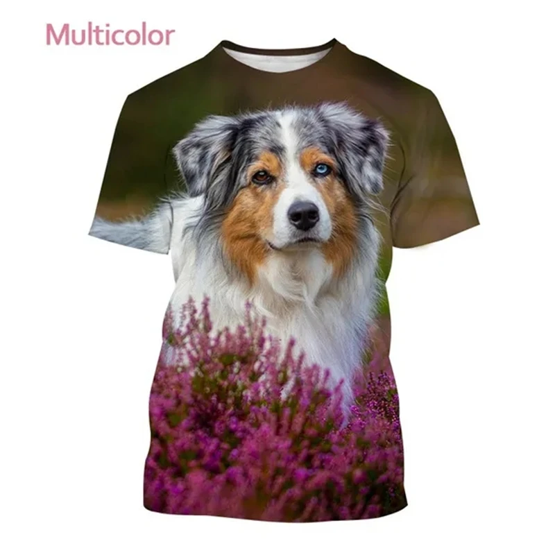 New Animal Australian Shepherd 3D Men\'s Women Short Sleeve T-Shirt Casual Dog Shepherd Print Harajuku Style Street Wear TShirt