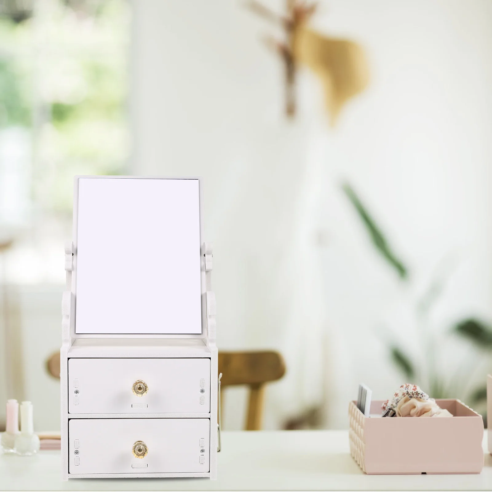 

Tabletop Mirror Box Premium Durable Storage Organizer for Makeup Cosmetics Eye Shadow Lipstick Dresser