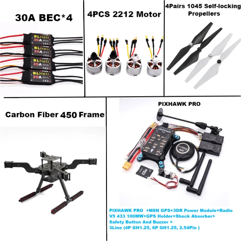 

RctoSky PIXHAWK PRO M8N Open source new smart drone FLY 450 PRO MMpix quadrotor upturned rack