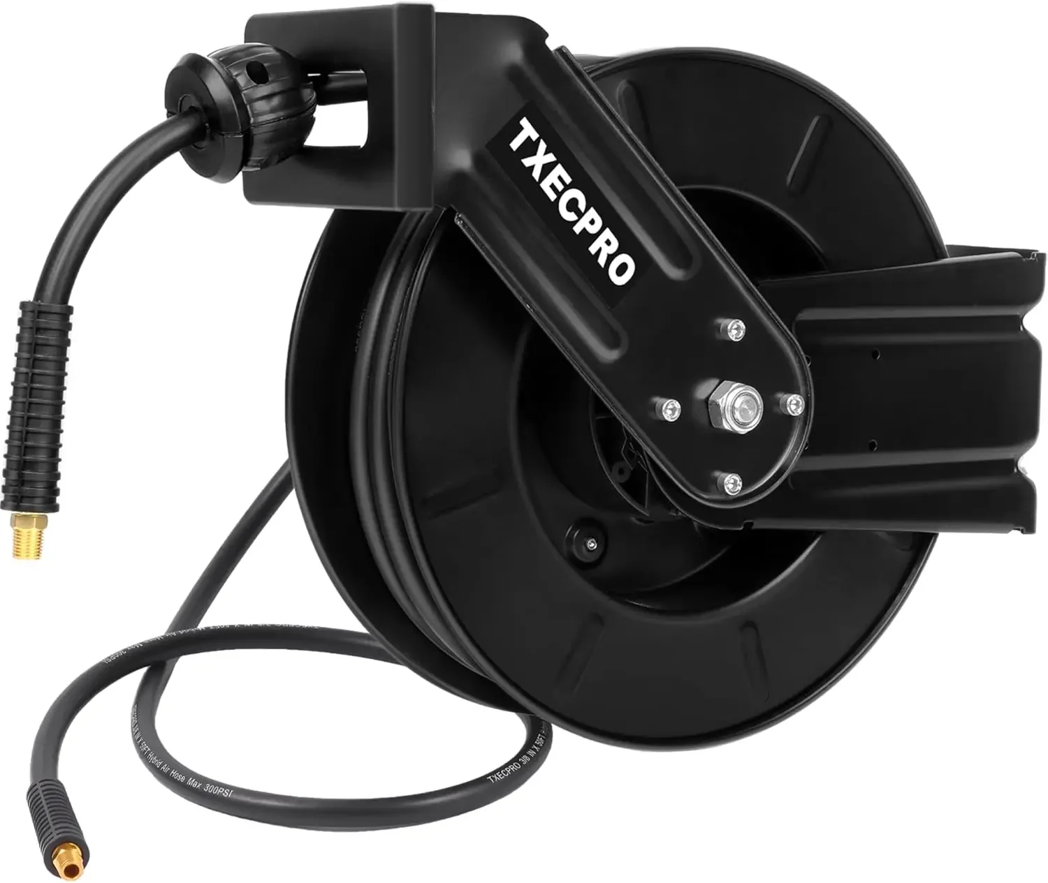 Retractable Air Hose Reel, 3/8 IN x 50 FT Hybrid Air Hose Max 300 PSI, Air compressor hose reel with 5 ft Lead in, Ceiling/Wall