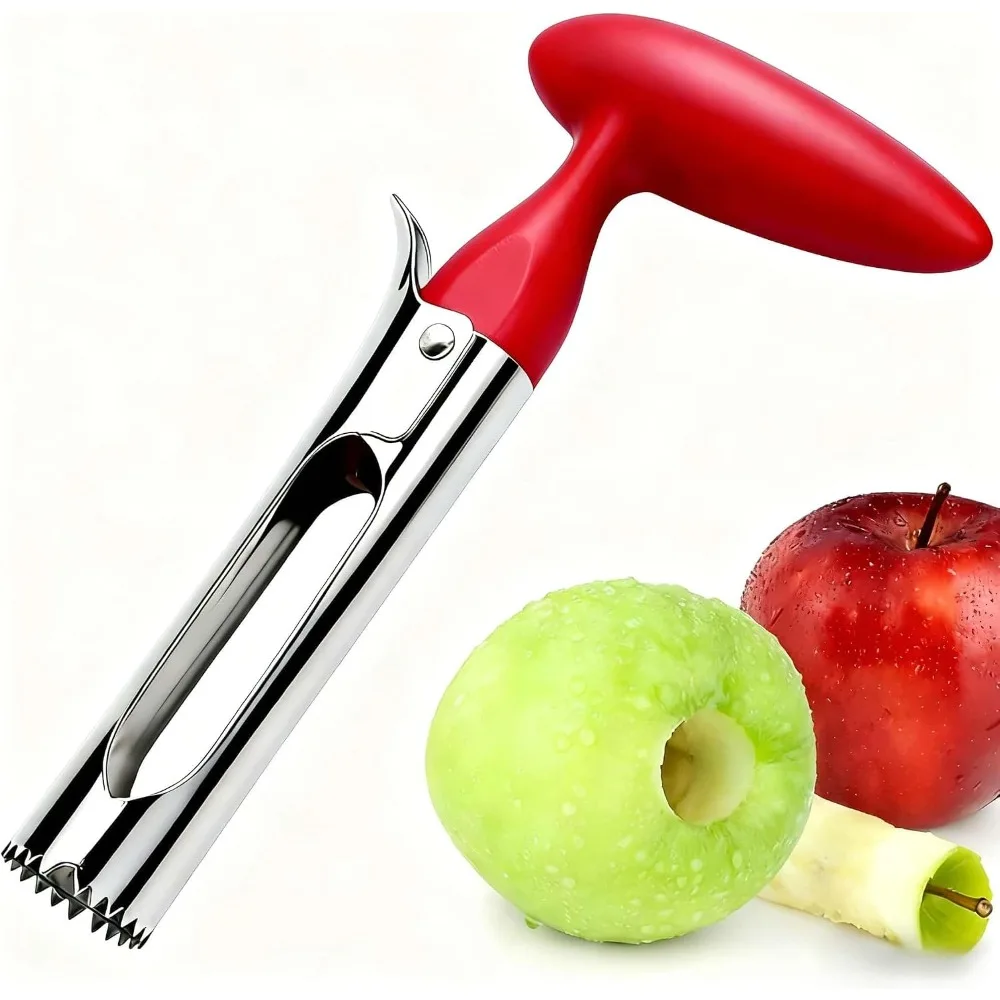 Stainless Steel Apple Corer Remover Tool with Easy Grip Handle for Effortless Apple Coring and Seed Removal, Kitchen Gadget for Slicing Pie Fruits Apples Pears, Easy to Use and Clean, Durable Manual Fruit Corer Tool for