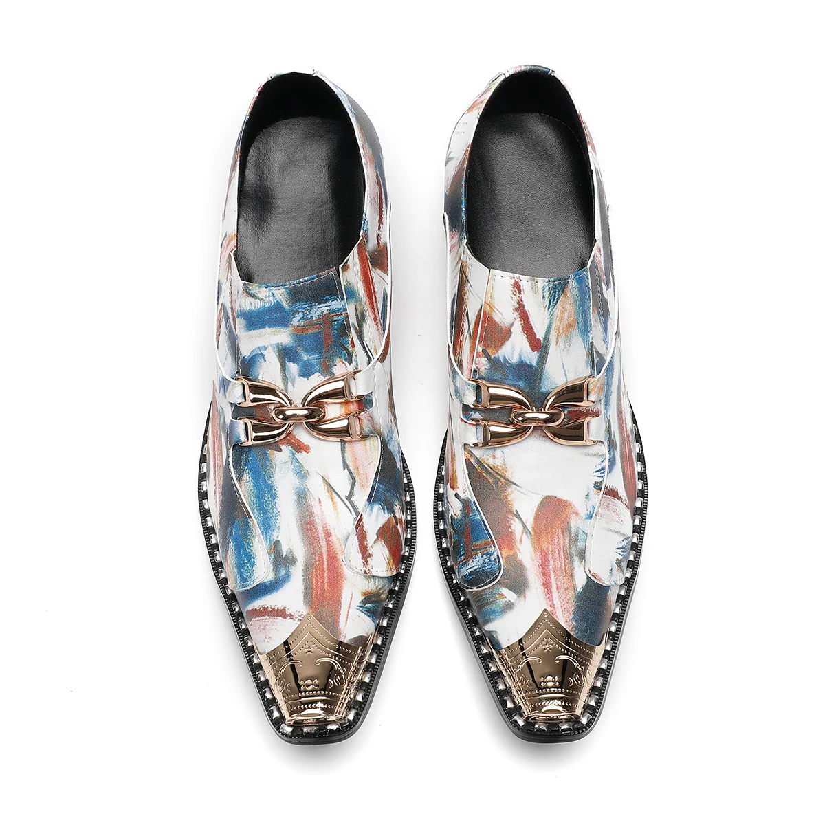 

Туфли с граффити и металлическим носком для мужчин, вечерние, свадебные, Sapatos Masculinos, сценические оксфорды, формальные дизайнерские кожаные мокасины, лоферы
