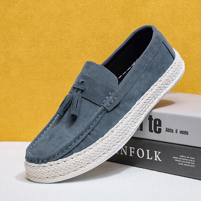 

Men Loafers Shoes 2026 Shoes Man New Fashion Canvas Footwear Soft Flat Comfy Flock Suede Leather Men Casual Vulcanized Shoe