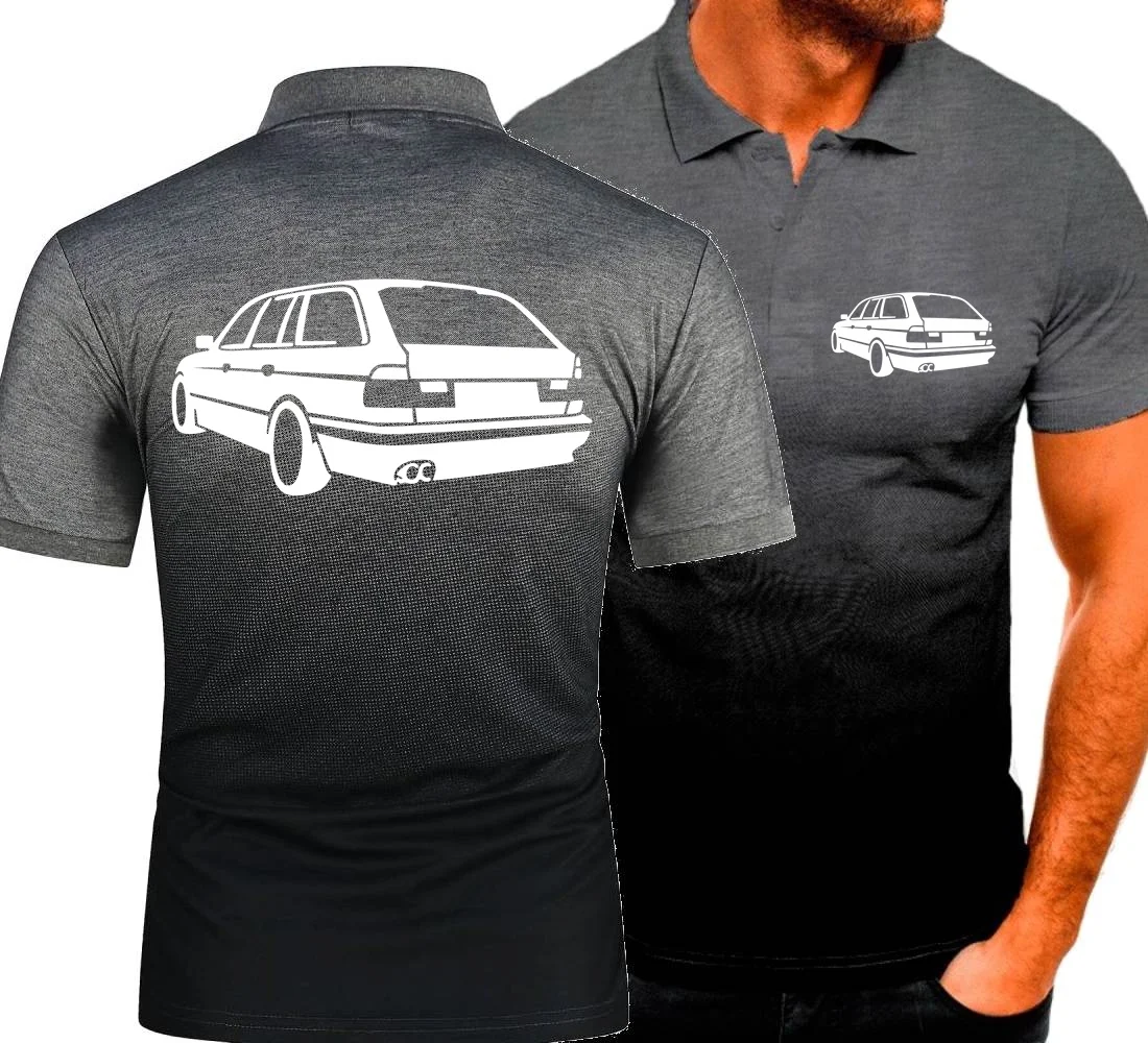 Hommes polos marque classique voiture Supercar 5 série évolution hommes t-shirts à manches courtes t-shirts dégradé couleur maille coton revers