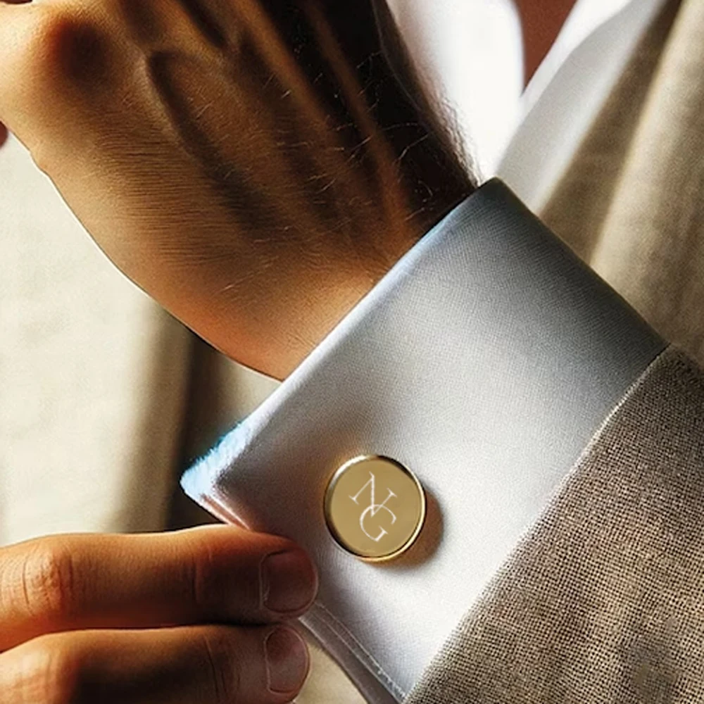 1pair Custom Engraved Initial Cufflinks Personalized Stainless Steel Mens Wedding Groom Gift Shirt Cuff Links