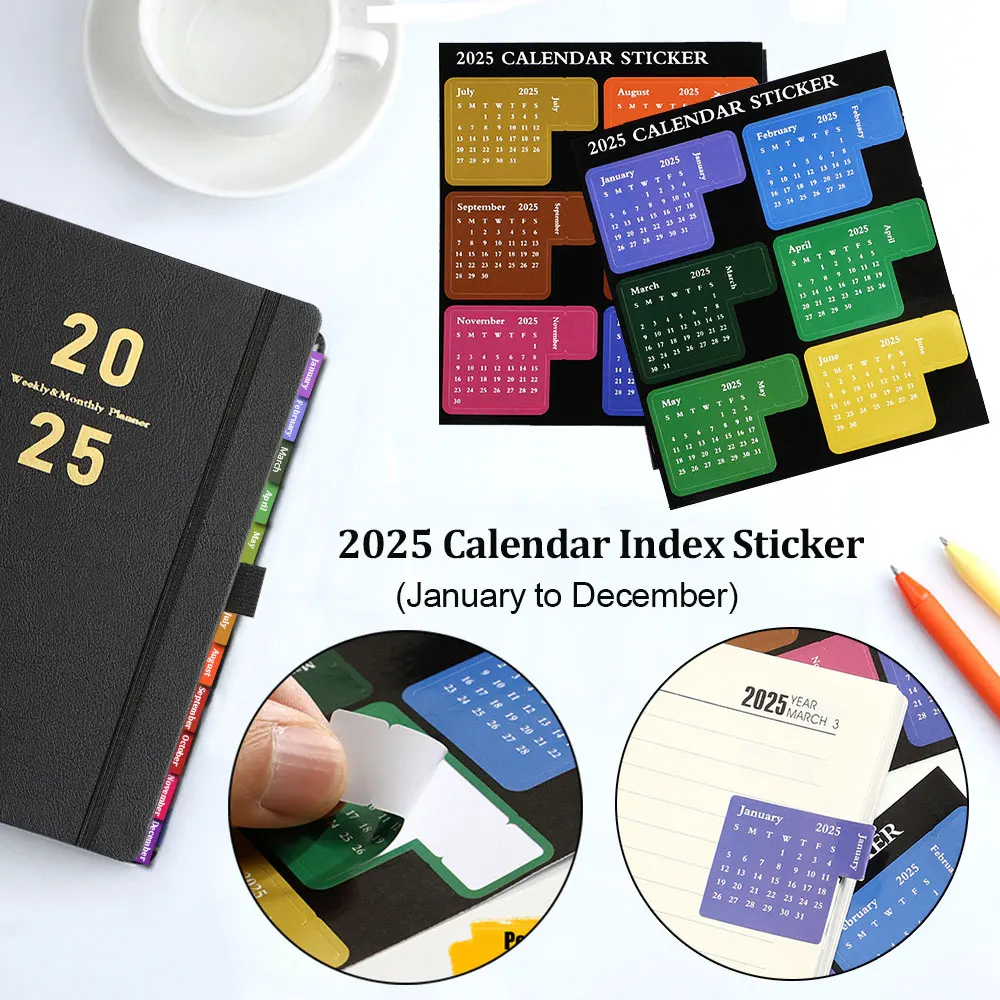 2025 Agenda A5 Planner Notebook 365 Days Notepad Daily Weekly Plan Diary with Calendar Index Sticker Office School Supplies Gift