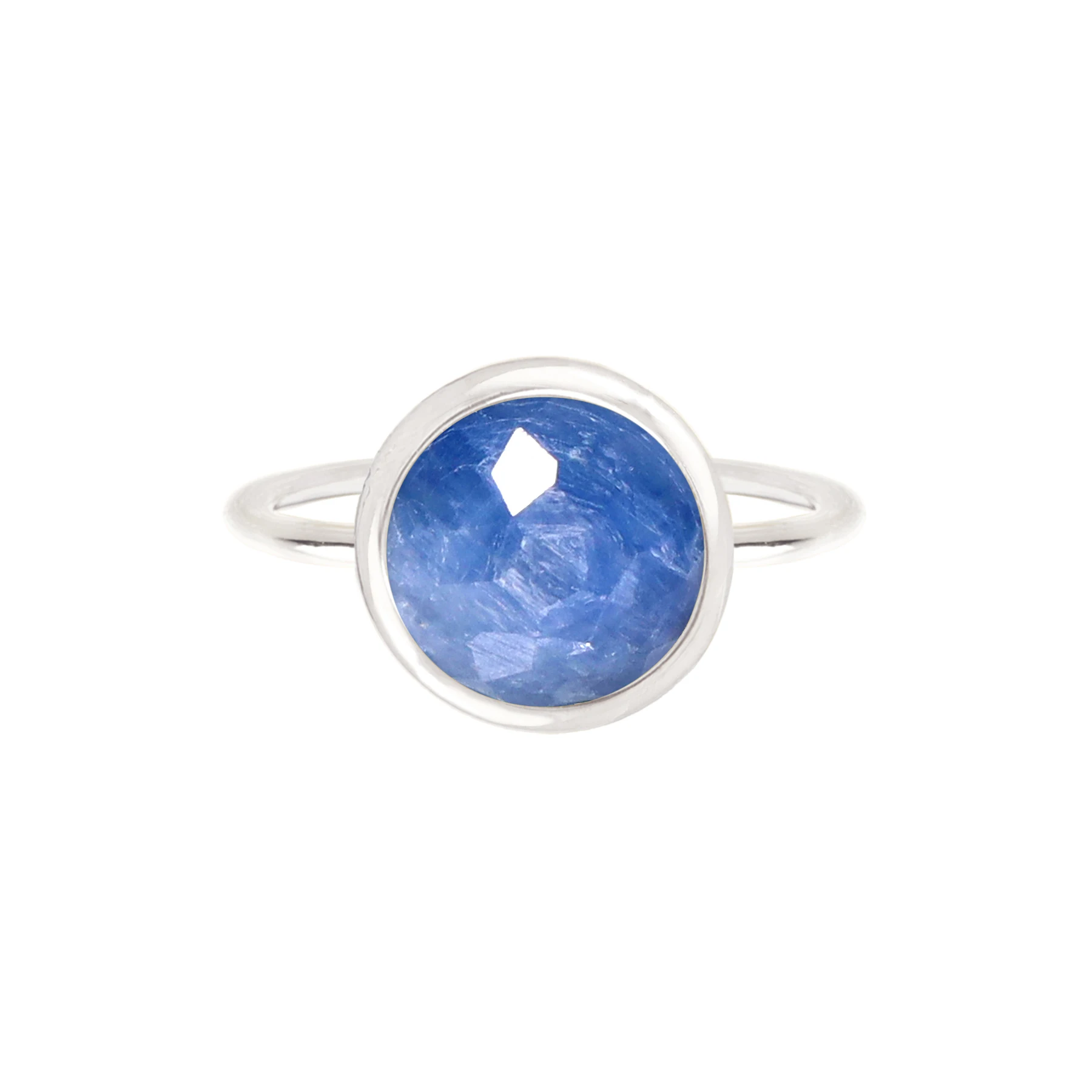 

Natural Kyanite Round Ring Silver Plated Gemstone Jewelry for Gift