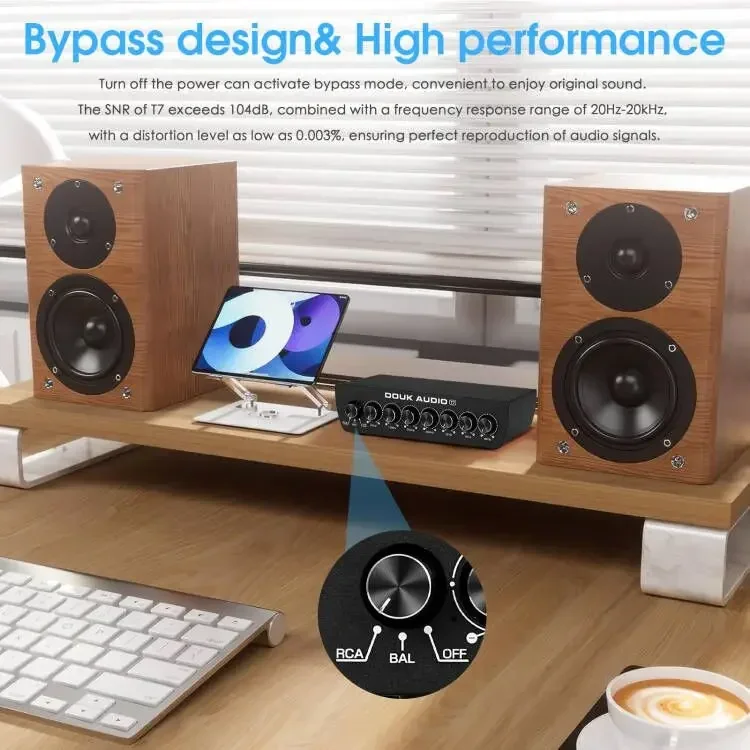 Douk Audio T7 7-Band Equalizer Balanced XLR / RCA Preamp for Home Amplifier