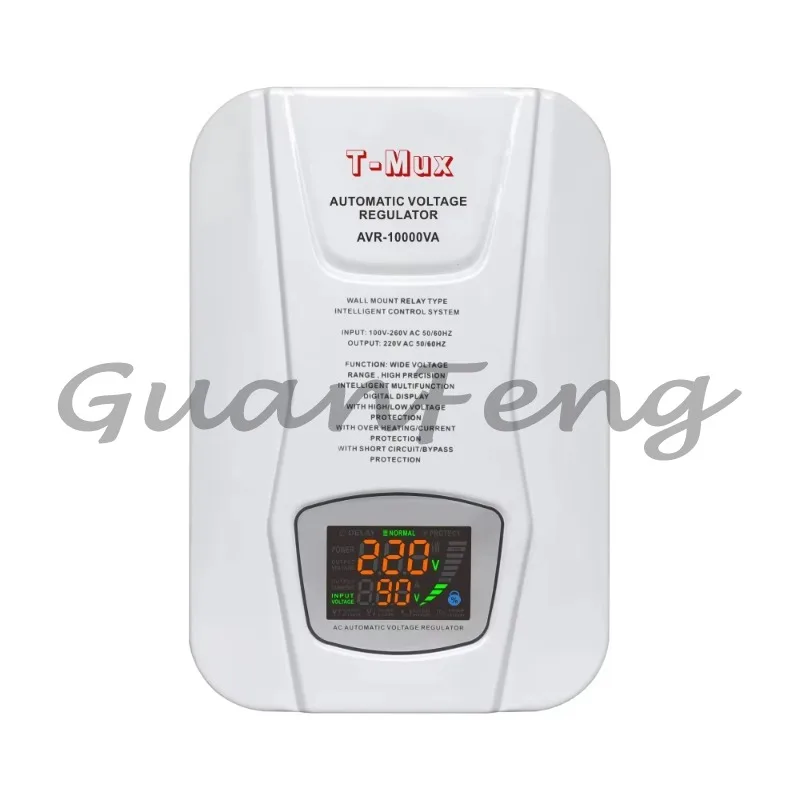 AVR-10000VA 10KVA Single Phase Wall Mount Voltage Stabilizer, 220V LED Display Relay Control Home AVR Regulator