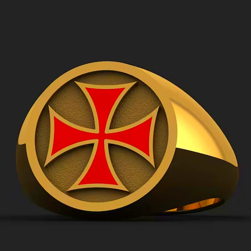 Masonic Gold Ring, Masonic Gold Ring,Enamel Knights Templar Cross Ring, Enamel Ring, Graduation Gift, Christmas Gift