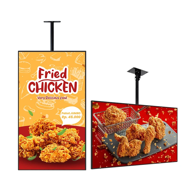 32 43 49 55 Inch Indoor Ceiling Installation Advertising Display Menu