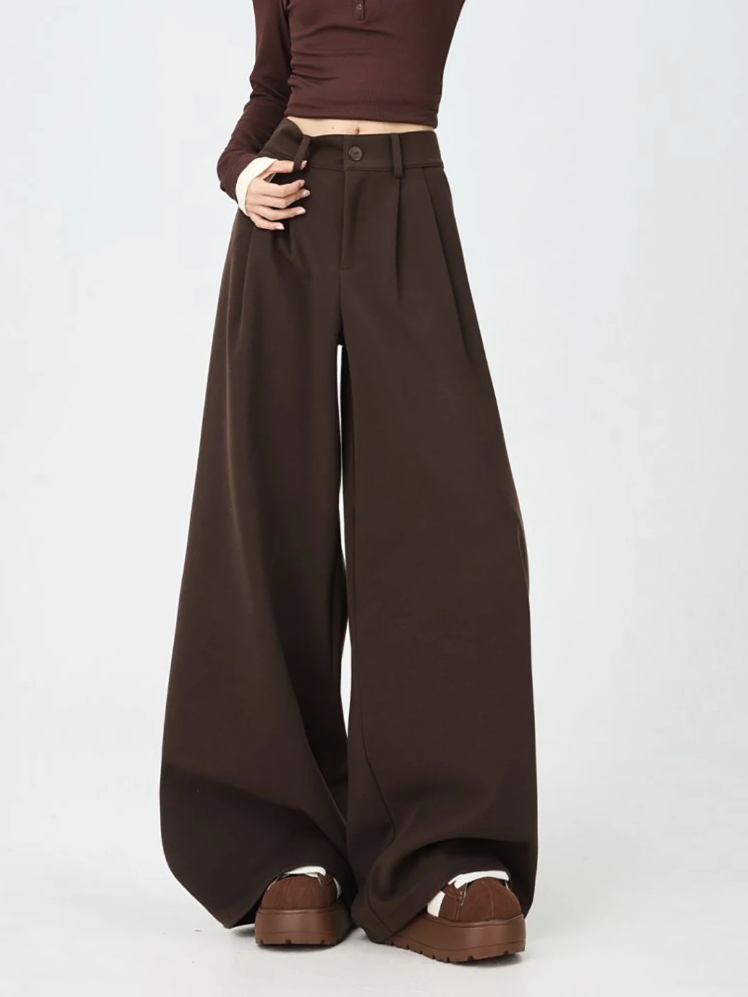

Bla Woolen Suit Pants Women High Waist Loose Wide Leg Pants High End Drape Casual Straight Long Pants Spring 2026