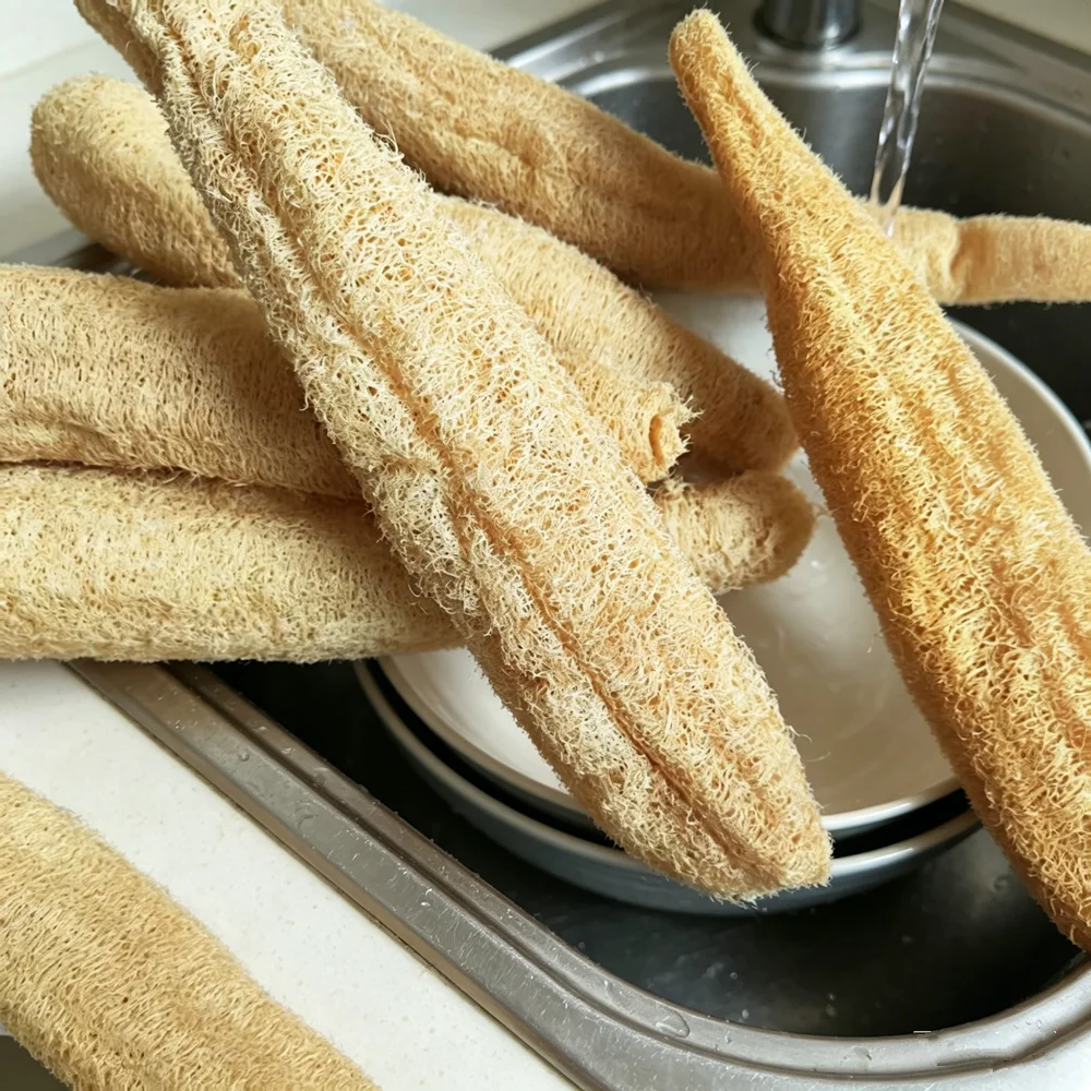 Whole Natural and eco-friendly Cleaning Loofah Sponge Scrubber For Kitchen Bathroom Bath Shower Pot Bowl Sponge Scrubber Spa