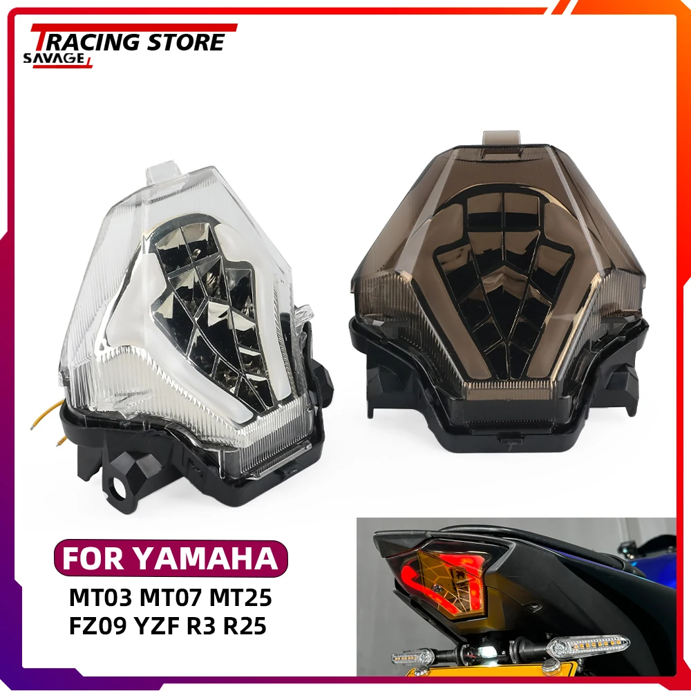 

For YAMAHA YZF R3 YZF R25 MT03 MT25 MT07 FZ07 Motorcycle Rear LED Turn Signal Driving Brake Tail Light MT 03 07 LED Tail Light