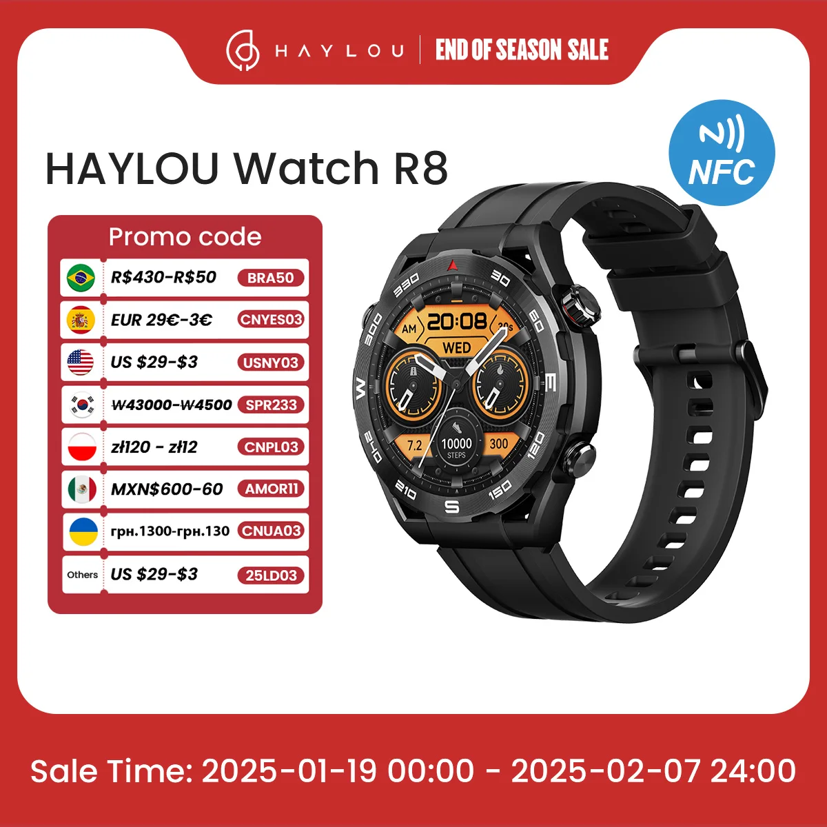 HAYLOU Watch R8 Smartwatch 1.43'' AMOLED HD Display Smart Watch Bluetooth Call & Voice Assistant Mulitary-grade Toughness Watch