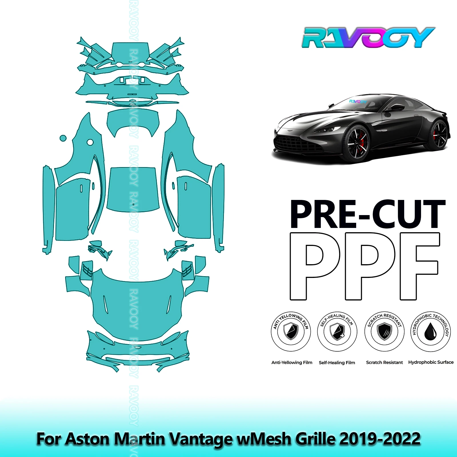 

Full Vehicle Clear Bra Precut PPF Paint Protection Film For Aston Martin Vantage wMesh Grille 2019-2022