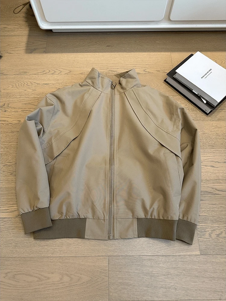 

Мужская куртка-пилот цвета хаки Boxy Fit, футболка с воротником-стойкой, осенняя верхняя одежда, повседневная свободная одежда из полиэстера...