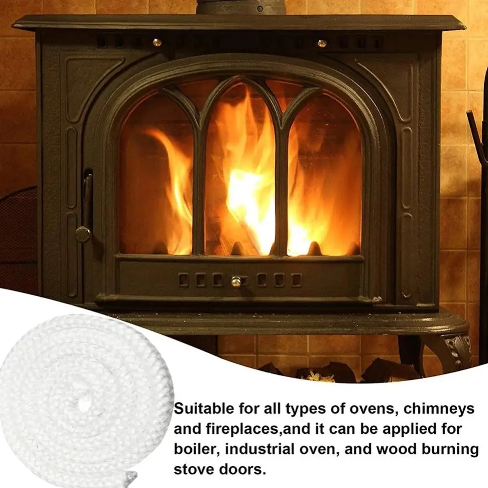 2m Fiberglass Sealing Rope Insulation Easy-install Fiberglass Fire Rope Heat-resistant Fireproof Sealing Strip