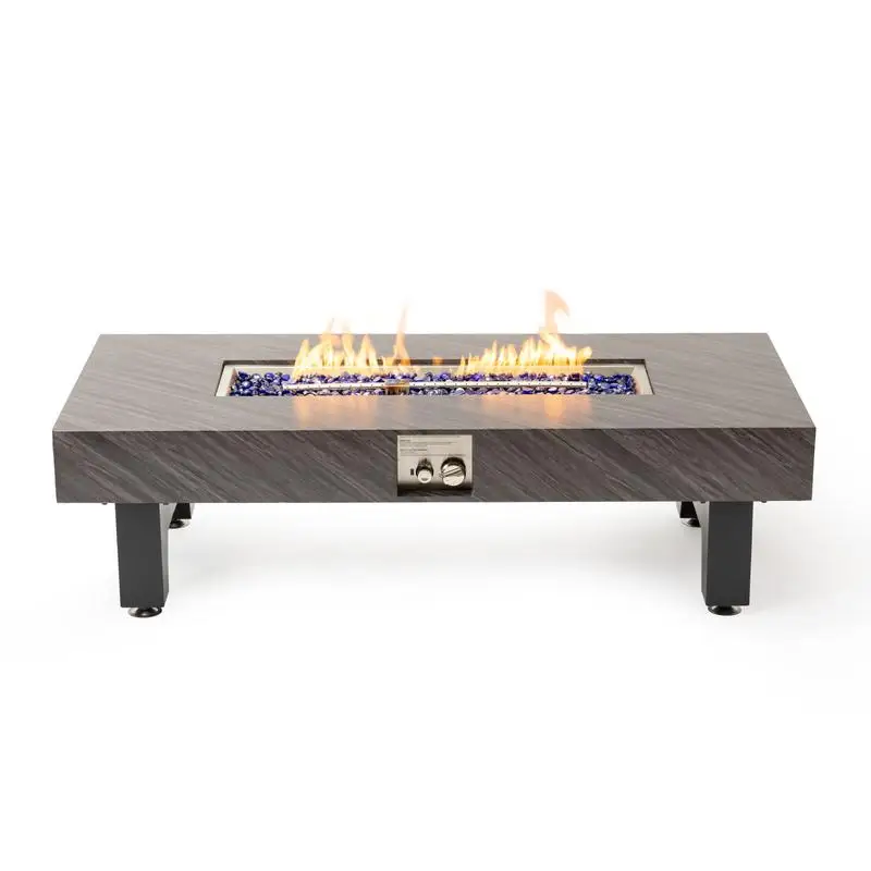 

54 Inch Fire Pit Table Stone Top Outdoor Patio Heating Accessory