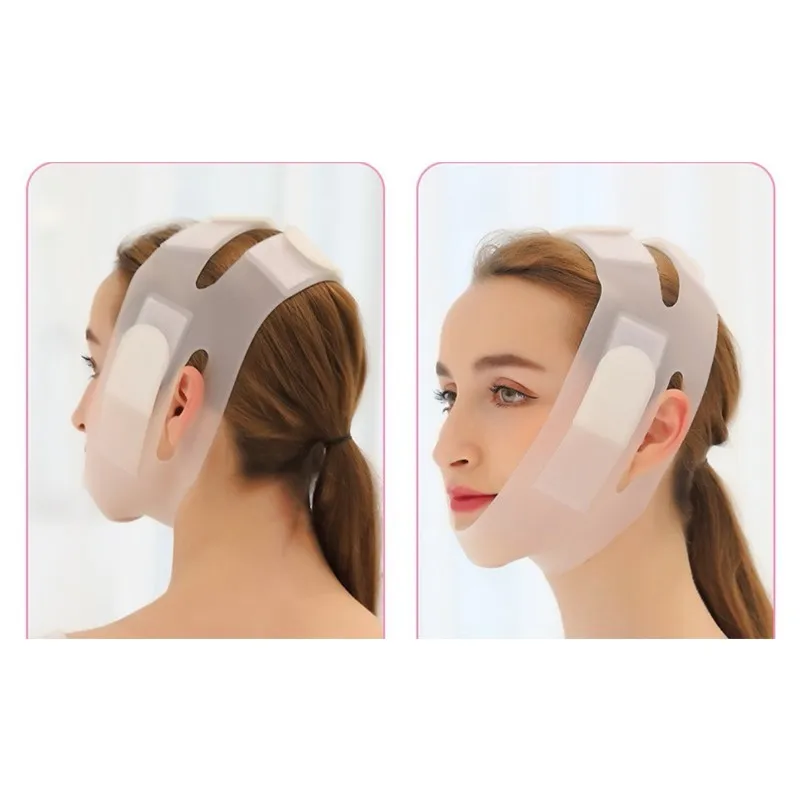 قناع الوجه سيليكون على شكل حرف V لرفع الوجه على شكل حرف V، قناع تنحيف الوجه، قناع الخد والذقن والرقبة، حزام رفيع للتخسيس
