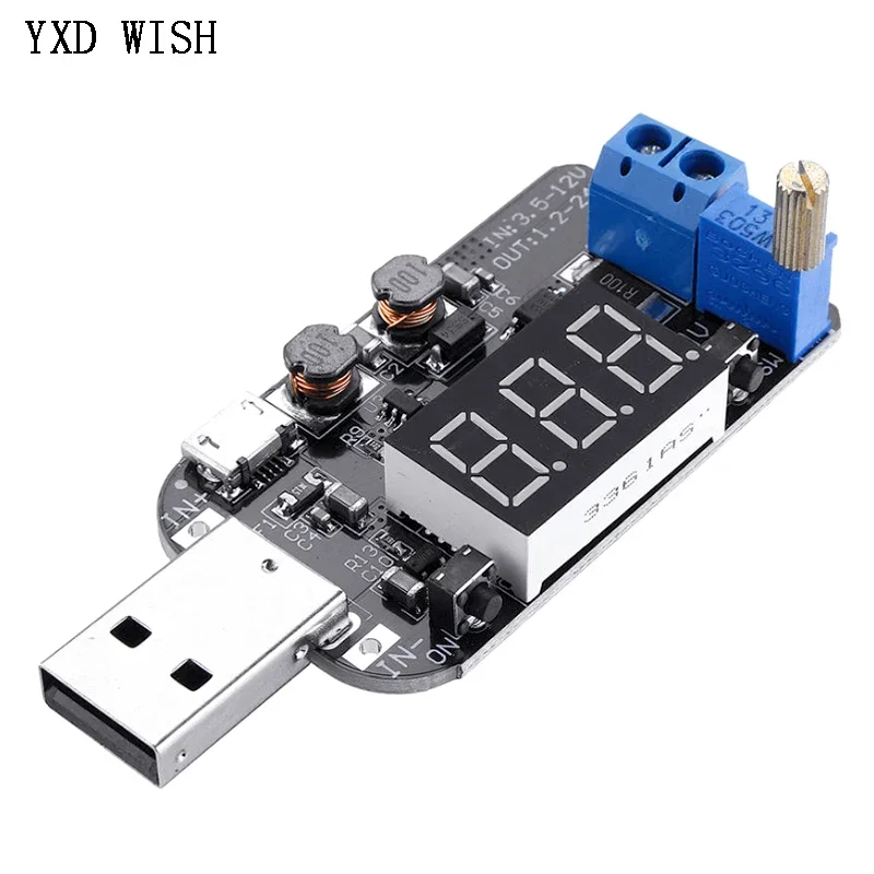 DC-DC Adjustable Buck Boost Power Supply Regulator Module 5V To 3.3V 9V 12V 18V 24V With Current And Voltage LED Display Module
