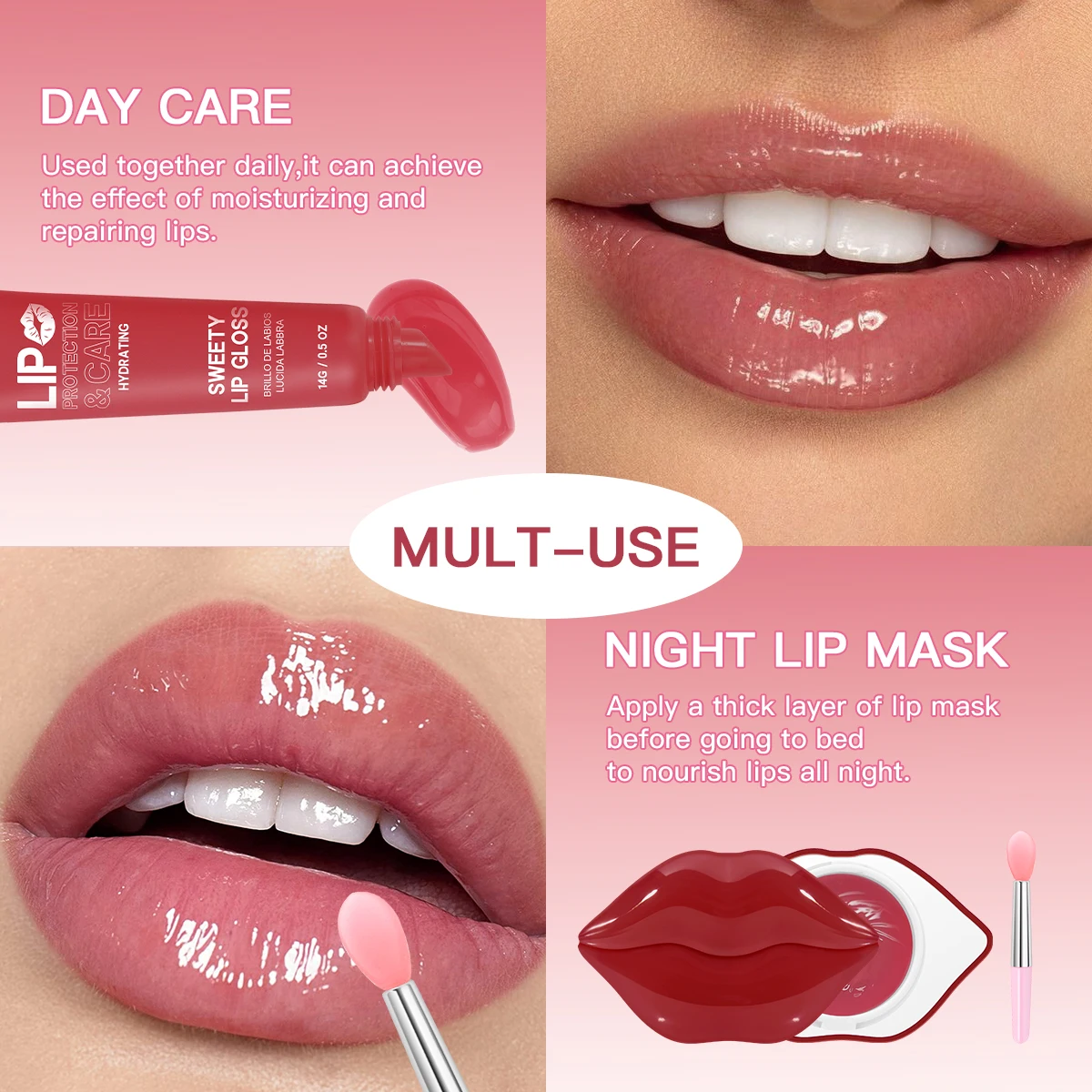 O conjunto USHAS Sweetheart Lip Color e Lip Balm fornece proteção hidratante para lábios secos e rachados.