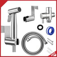 Stainless Steel Bidet Hand Shower Wear Resist Portable Toilet Sprayer Gun with 2 Way Diverter & Hose for Bidet Toilet Shower