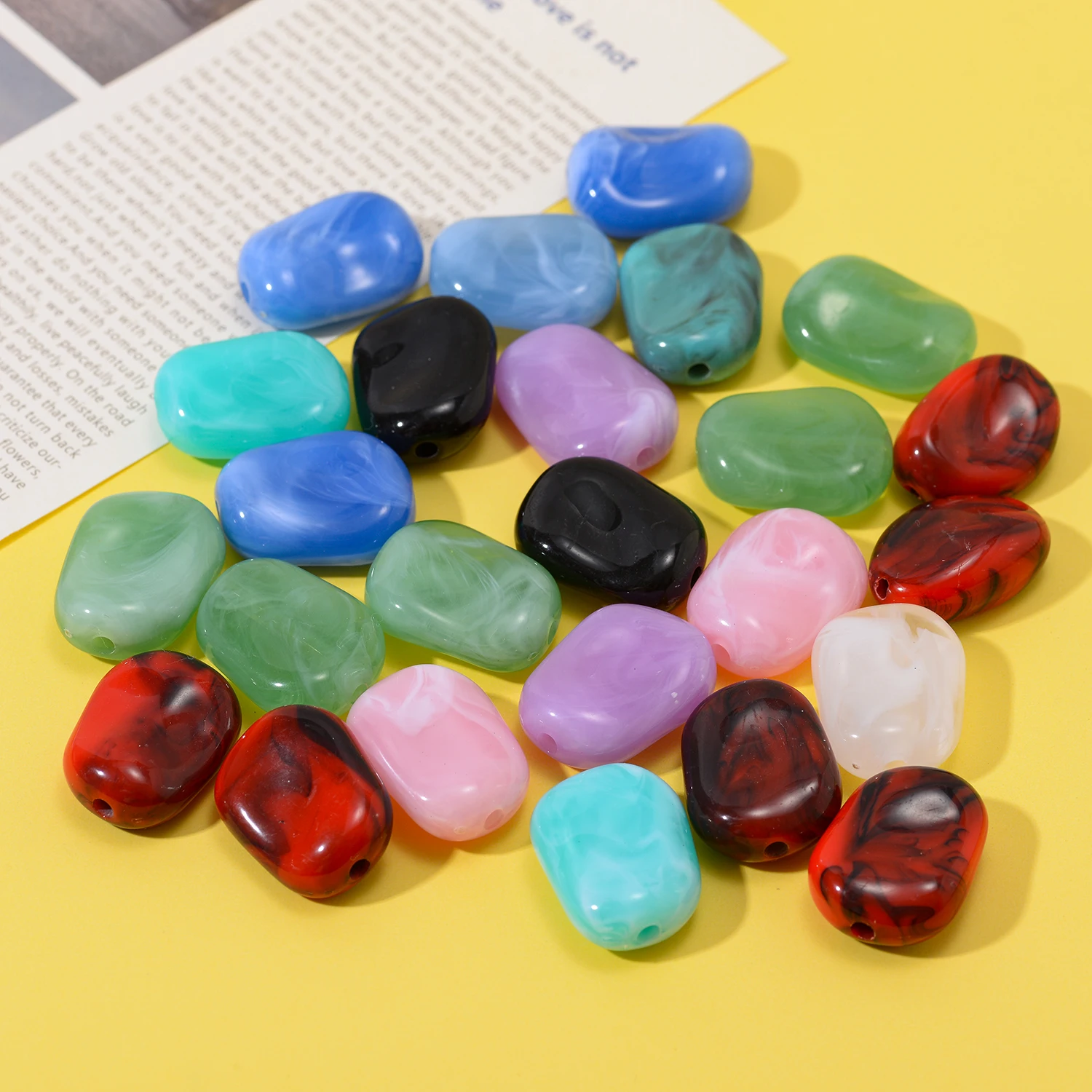 10PCS 24x18mm Acrylic Swirled Irregular Straight Hole Beads DIY Phone Strap Keychain Hair Tie Jewelry Accessories