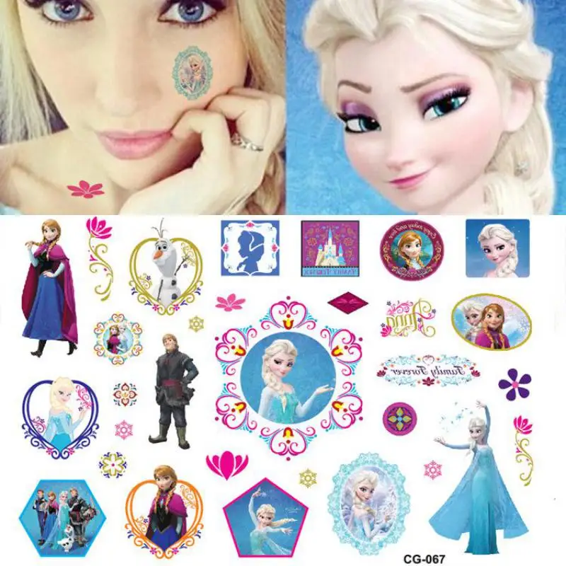 Frozen Anna Elsa Princess Tattoo Stickers Disney Toy Children\'s Birthday Party Decoration Frozen Cartoon Sticker Toys Kids Gifts