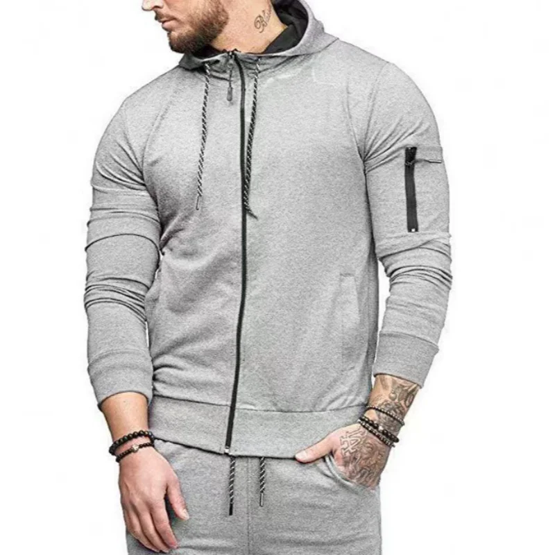 Men\'s Fashion Zipper Hoodie Solid Color Zipper Hooded Daily Fitness Basic Thin Hoodies Sweatshirts Long Sleeve Blue Gray Black