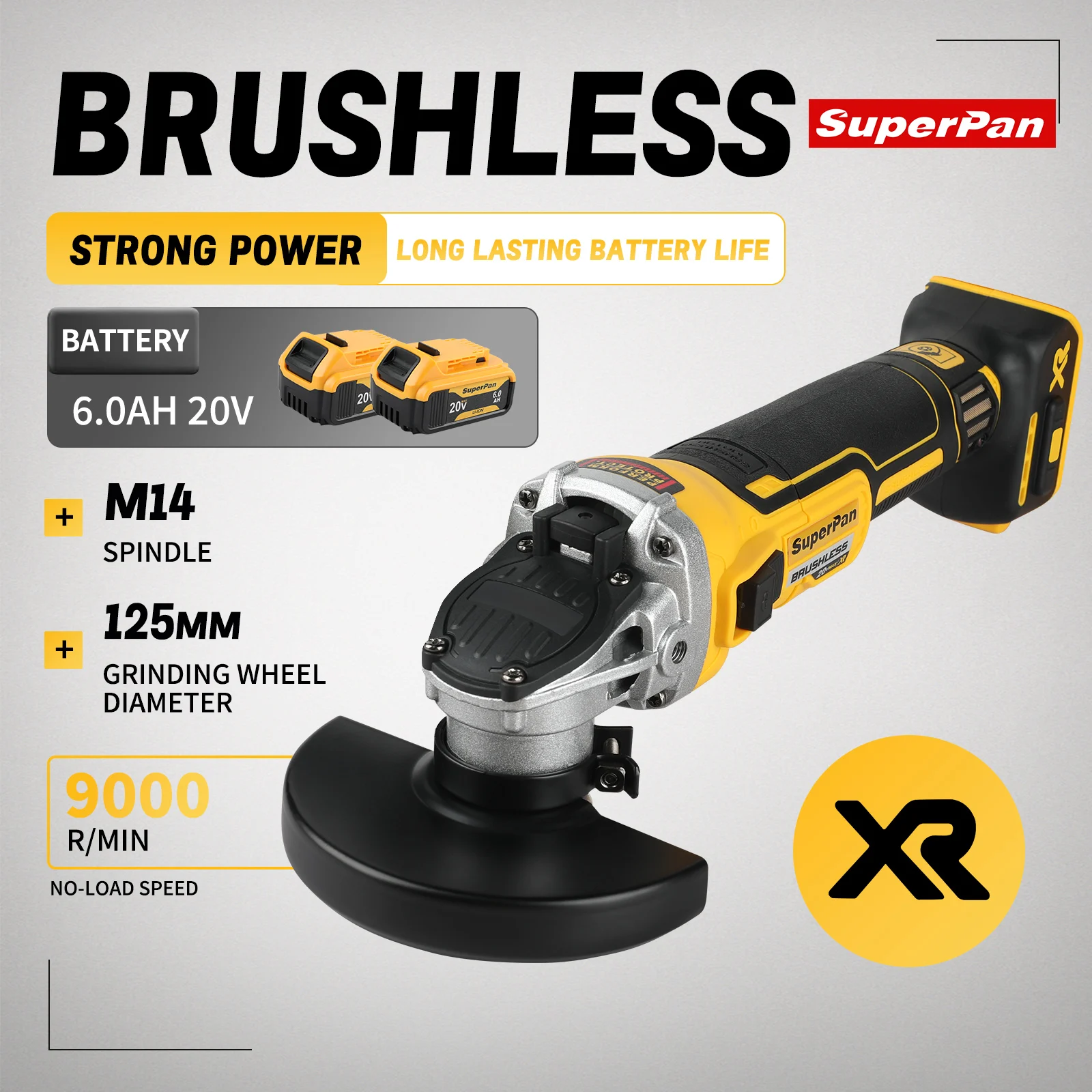 

Superpan 2026 New DCG405 | 125mm Flat Head Angle Grinder, 18V Brushless Lithium Battery Cutting Bare Machine Tool