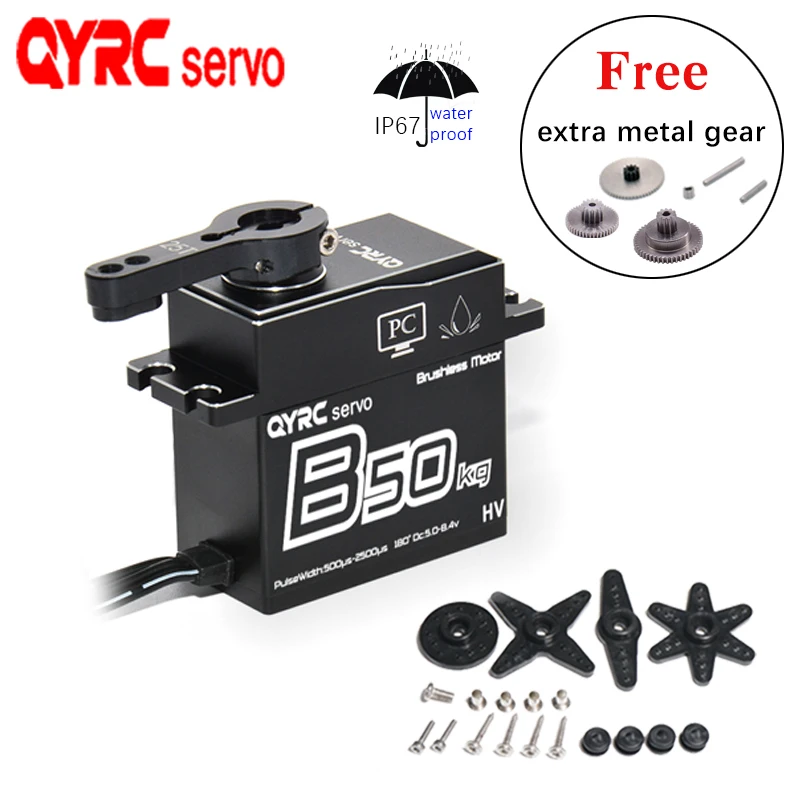 Waterproof Brushless Servo 50kg Aluminum Shall 180 Degree Digital 25T Arm Full Metal Gear For Traxxas Scx10 RC Car Robot Truck