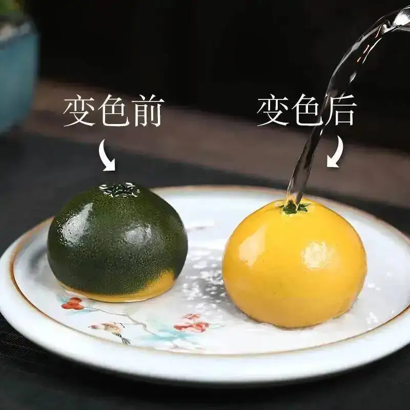 Color-changing Tea Pet Good Luck Raise Ornament Simulation Orange Tea Tray Tea Play 