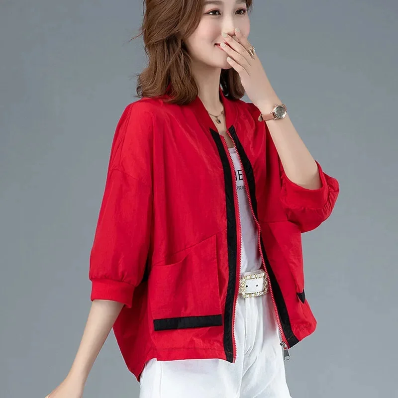 

Sunscreen Coat Women's 2025 New Summer Thin Sun-Protective Clothing Jacket Plus Size Female Outerwear Baseball Uniform Outcoat
