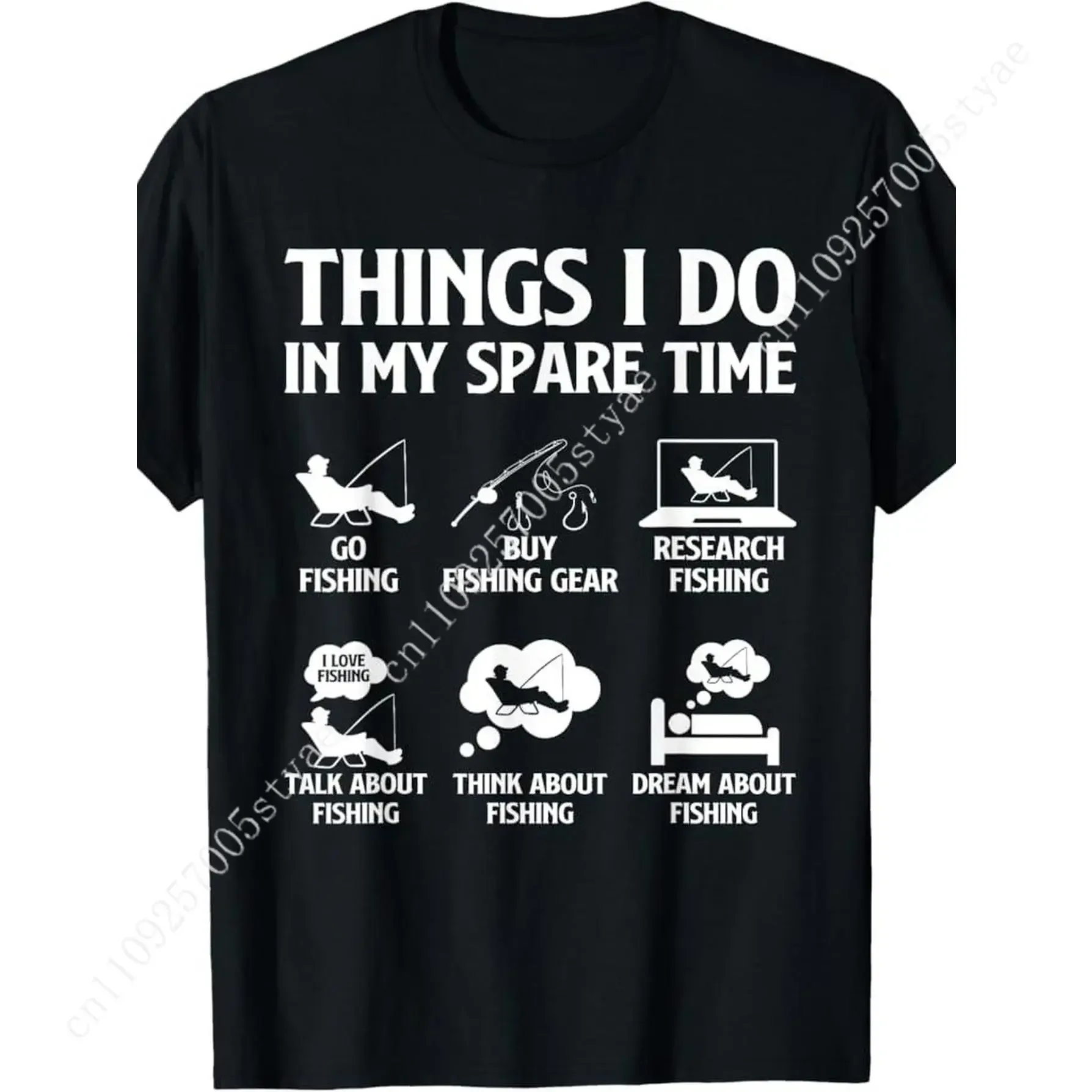 Things I Do in My Spare Time Fishing Boys Men Bass Fishing T-Shirt, Short Sleeve Round Neck T-Shirt, Machine Washable Casual Cre