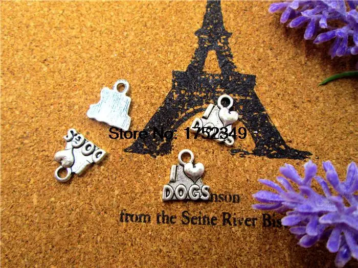 30pcs/lot--I Love My Dog Charms, Antique Tibetan Silver Love My Dog charm pendants 12x13mm