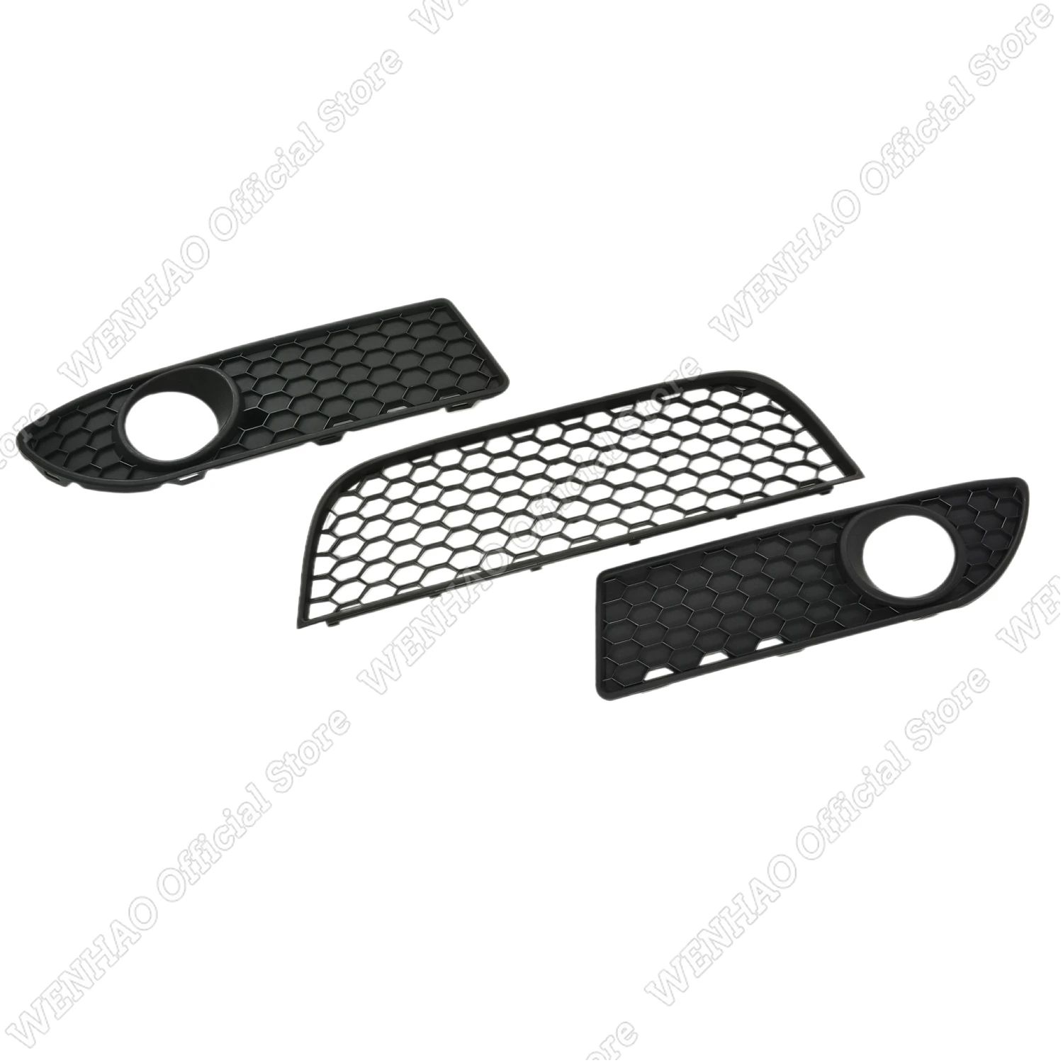 3Pcs Matte Black Car Fog Light Cover Bumper Center Grille For VW POLO MK4 9N3 2006-2009 GTI Honeycomb Grilles Tuning Body Kits view 4