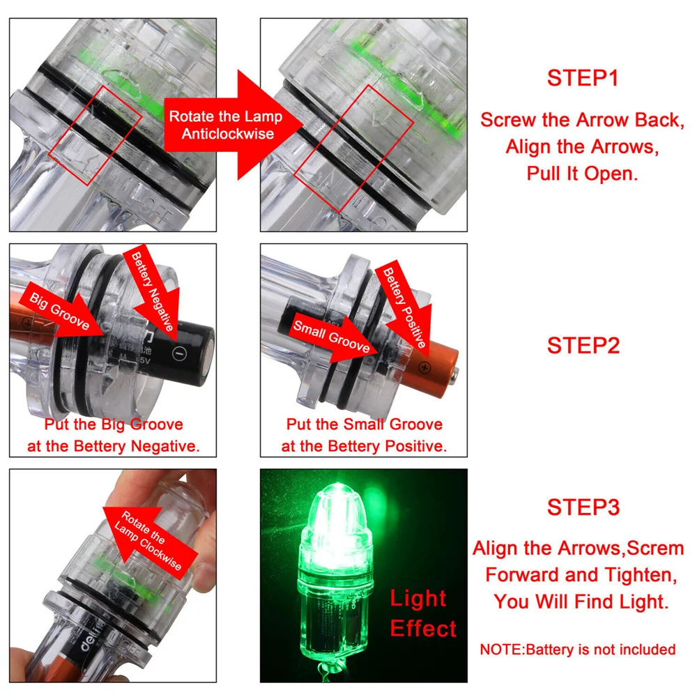 Underwater Light Fishing Lamp Deep Drop LED Fish Attracting Indicator Lure Bait Fishing Tools 2100 ft 700m Bright Fish Blinking