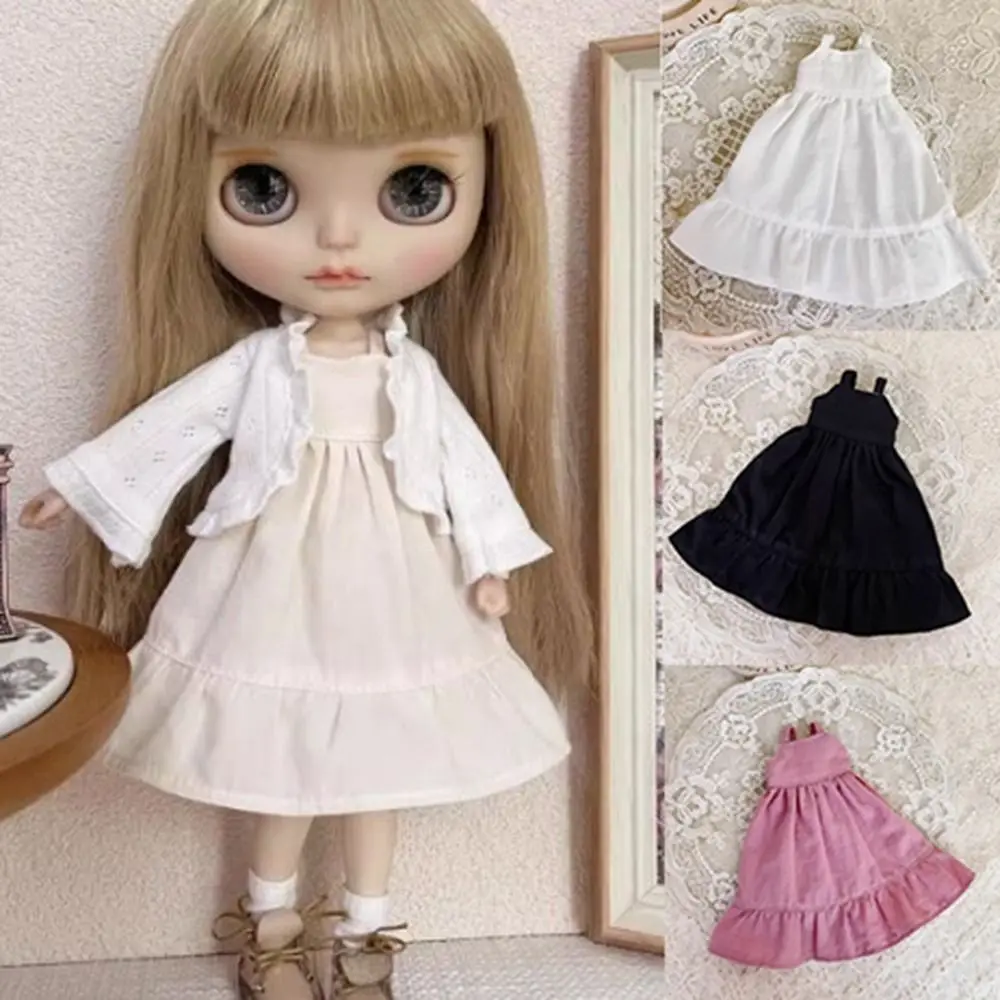 Fashion Cotton Camisole Skirt Mini Cute Princess Long Dresses DIY Accessories Solid Color Doll Dresses for azone ob24 ob22 Dolls