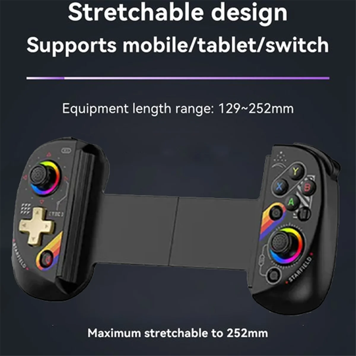 POP-lD8 Мобильный растягивающийся геймпад с подсветкой для двойного зала, беспроводной Bluetooth-переключатель для планшета, вибрационная ручка для тела, звездное небо