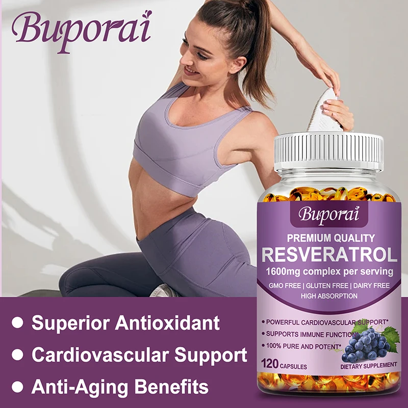 Resveratrol Capsules - Anti-aging, Antioxidant, Skin Support, Cardiovascular Health