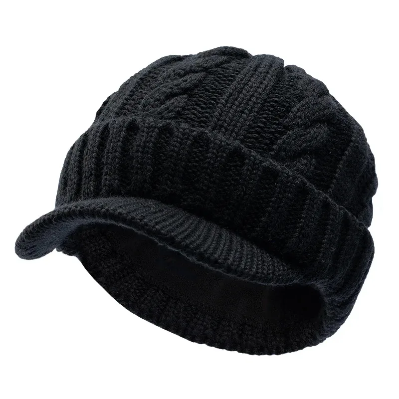 

Big Head Men Winter Outdoors Oversize Knitted Hat Women Warm Fleece lining Woolly Hats Lady Newsboy Cap Dad Large Baseball Cap