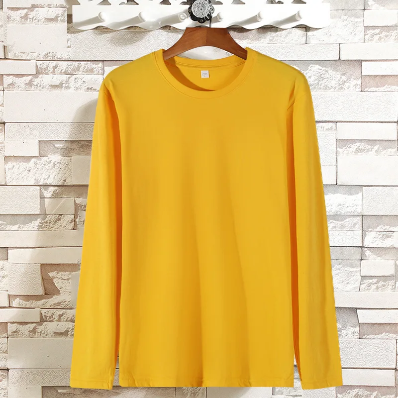 

2025 Men Combed Cotton Long Sleeve T-Shirt Solid Color Minimalist Streetwear Soft Breathable Casual Basic Top Everyday Wear